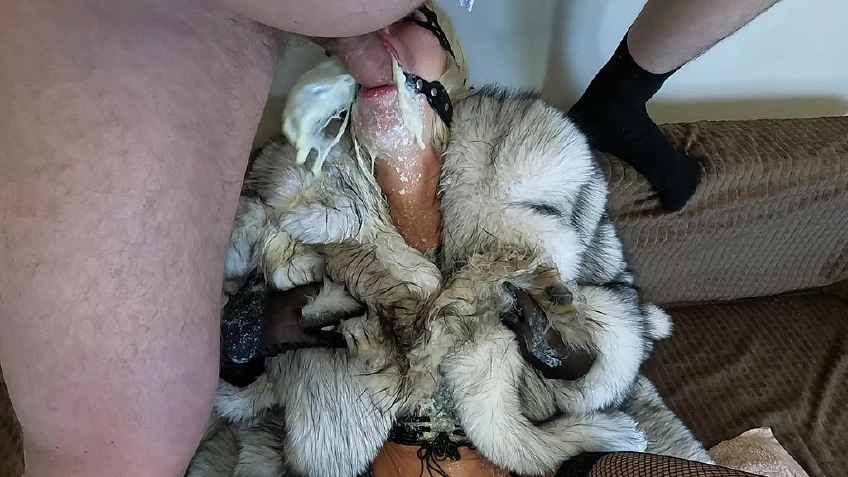 Lady Crazywifeslut In Fur Coat Stuffed Her THROAT G O A T (Messy, Sloppy, Nasty, Dirty, Puke, Vomit)